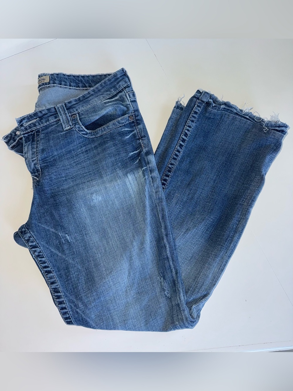 Big Star Women's Blue Flared Mid Rise Fit Wide-Leg Jeans